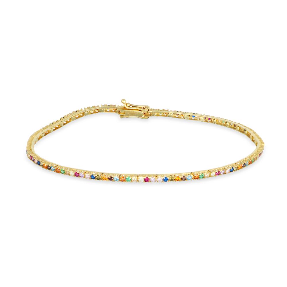 Bracciale Tennis Rainbow in Oro Giallo 18 Kt e Cubic Multicolor