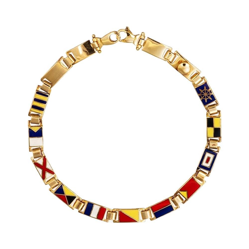 Bracciale Uomo Bandiere Marinare in Oro Giallo 18 Kt