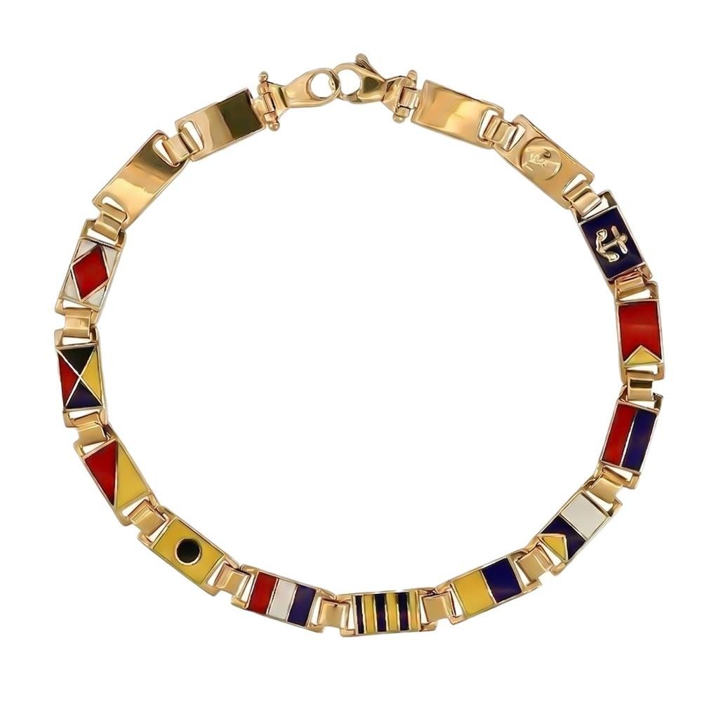Bracciale Uomo Bandiere Marinare in Oro Giallo 18 Kt