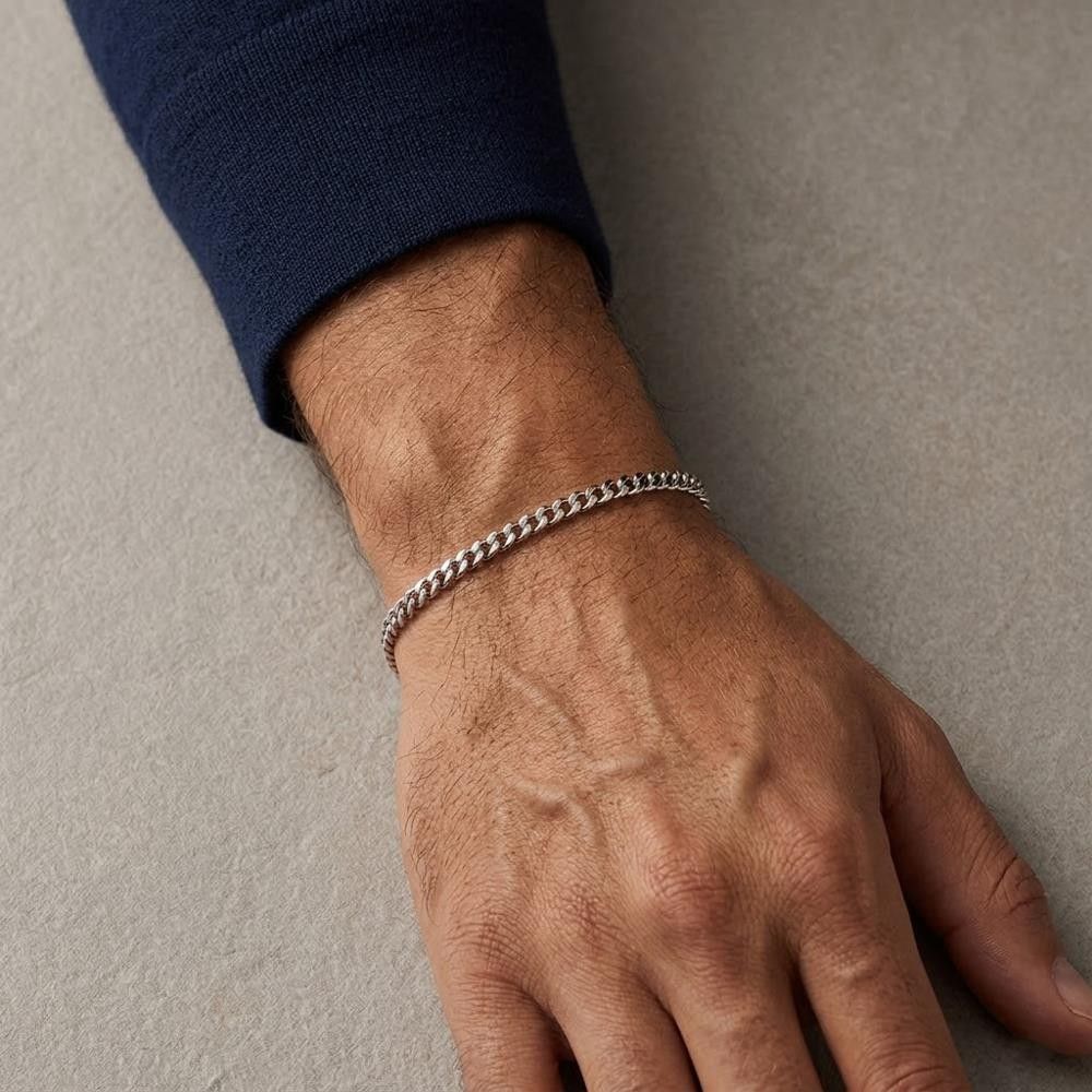 Bracciale Uomo Groumette in Oro Bianco 18 Kt