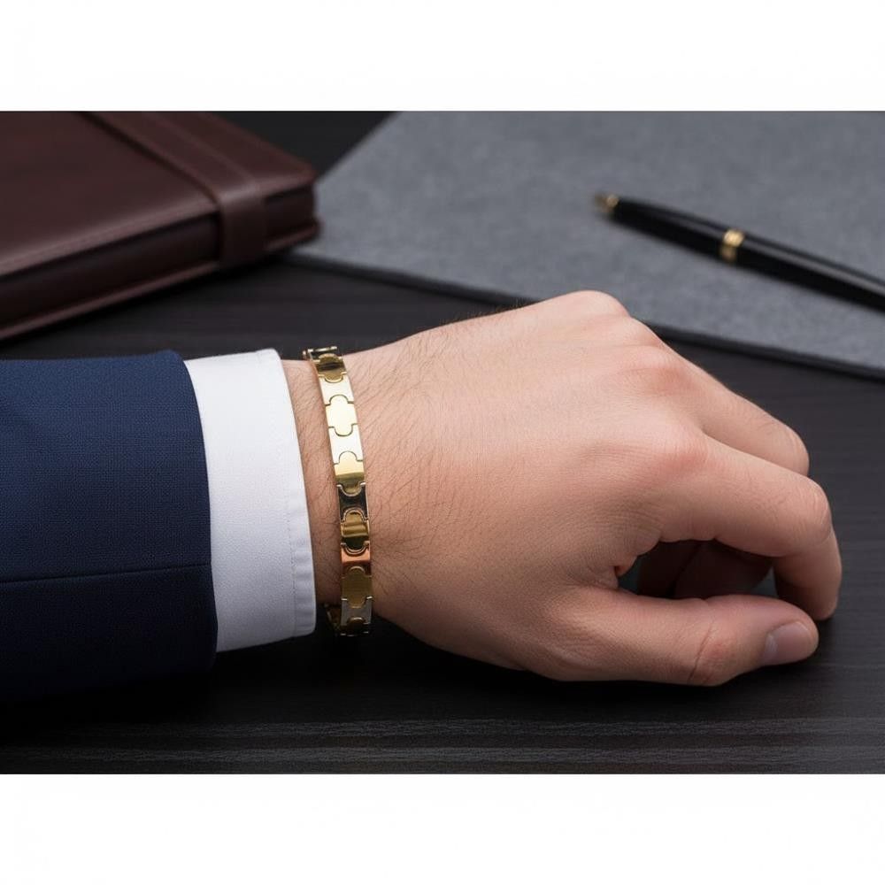 Bracciale Uomo in Oro Giallo Bianco e Rosa 18 Kt