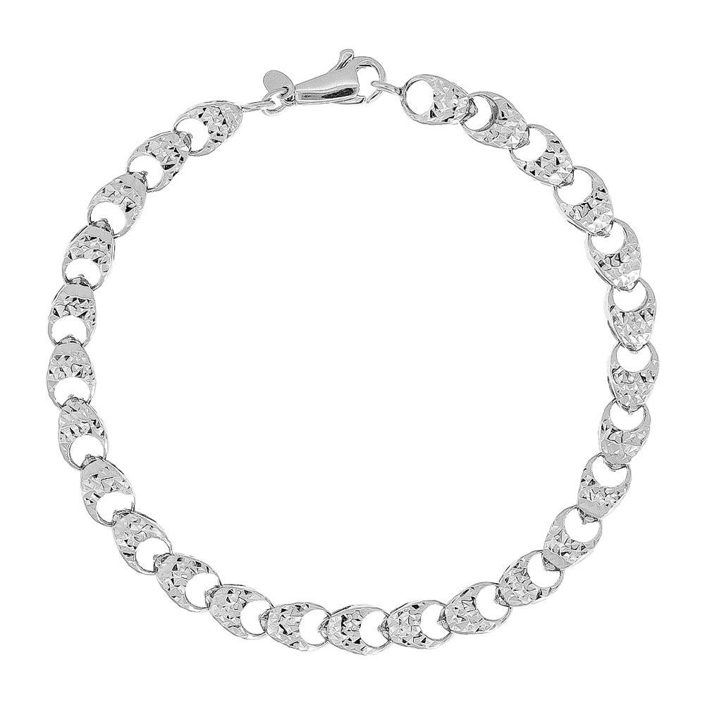 Bracciale Uomo Maglia Martellata in Oro Bianco 18 Kt