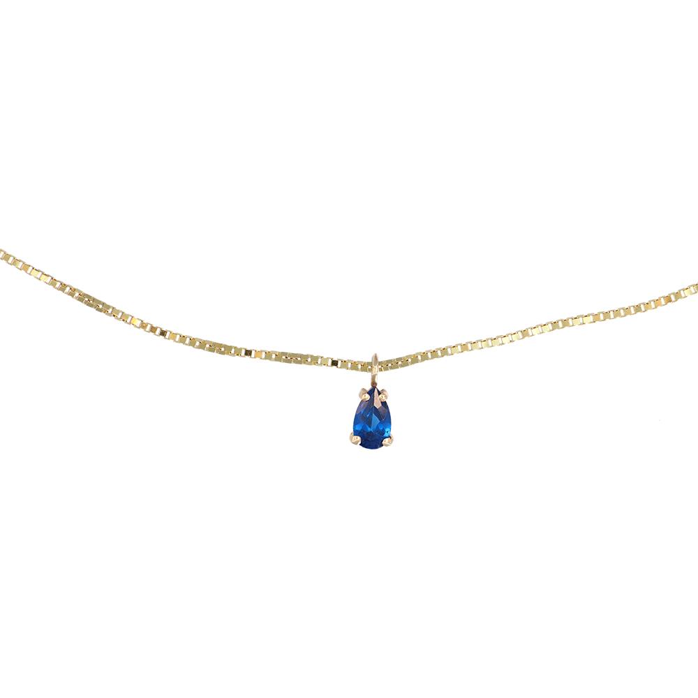 Cavigliera in Oro Giallo 18 Kt Tormalina Blu