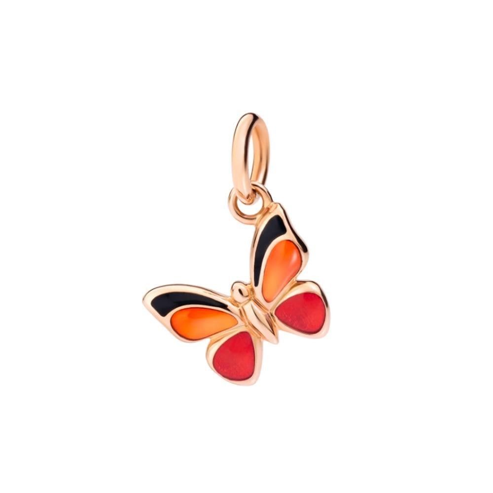 Charm Dodo Farfalla Wwf Oro Rosa 9K Smalto Arancio