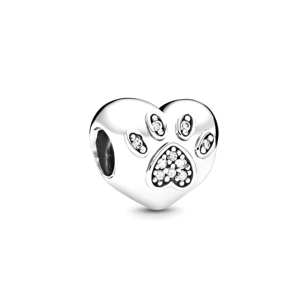 MiniJewelry Ciondolo A Cuore Con Zampa Di Cane E Scritta 'Mamma' - Per Bracciali Charm