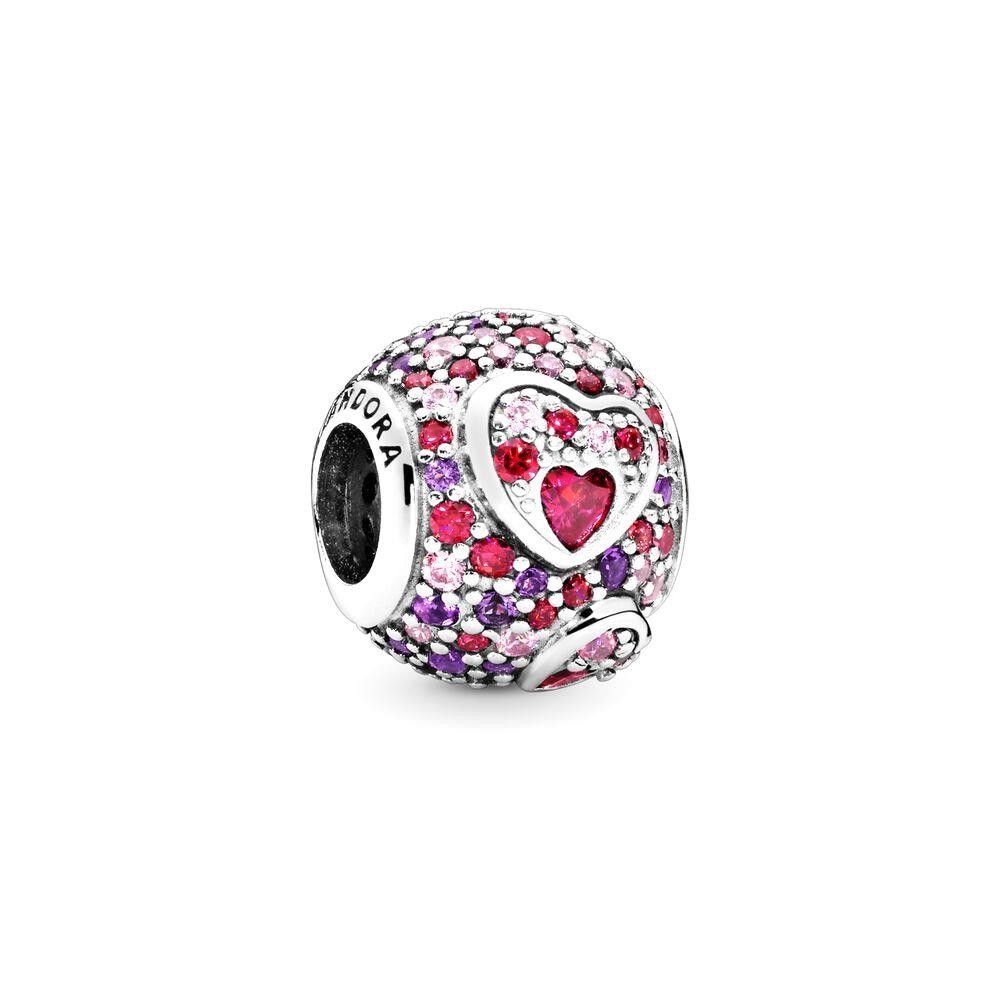 Charm Pandora Cuori asimmetrici con pavé