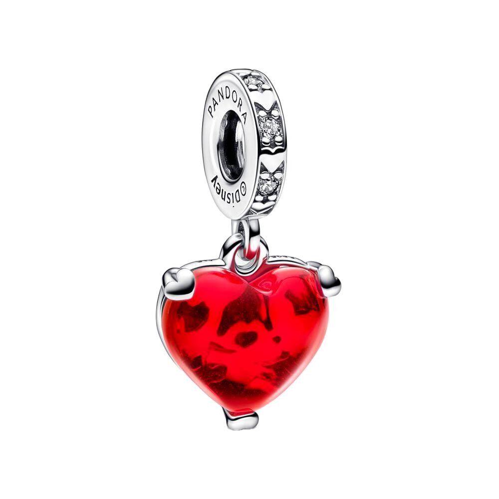 Charm Pandora Disney, Mickey e Minnie, Cuore in Vetro di Murano