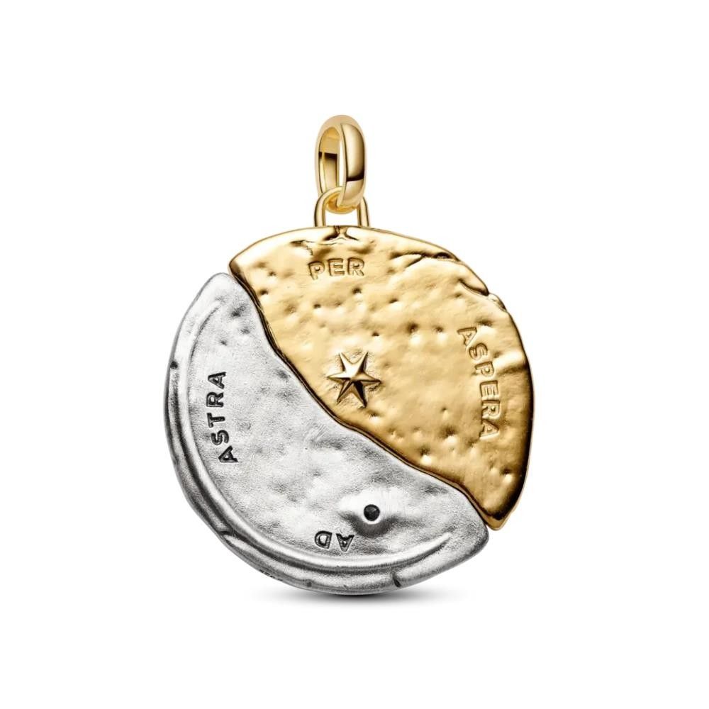 Charm Pandora Medallion XL Sole e Luna "Per Aspera Ad Astra"