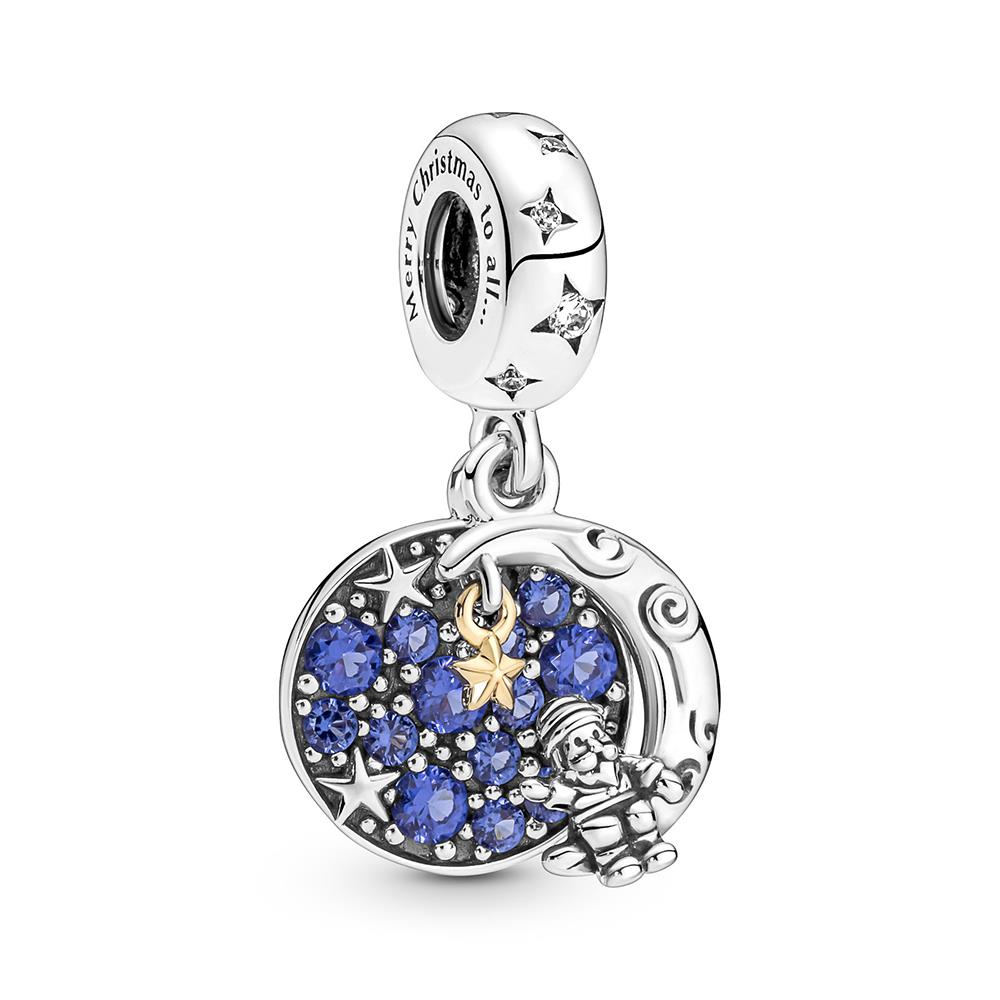 Charm Pandora Pendente Babbo Natale Sulla Luna In Argento