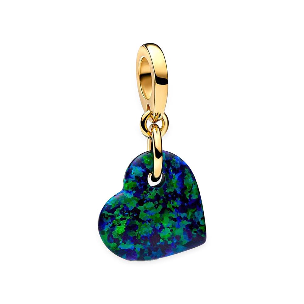  Charm Pandora Pendente Cuore Opale Verde e Blu