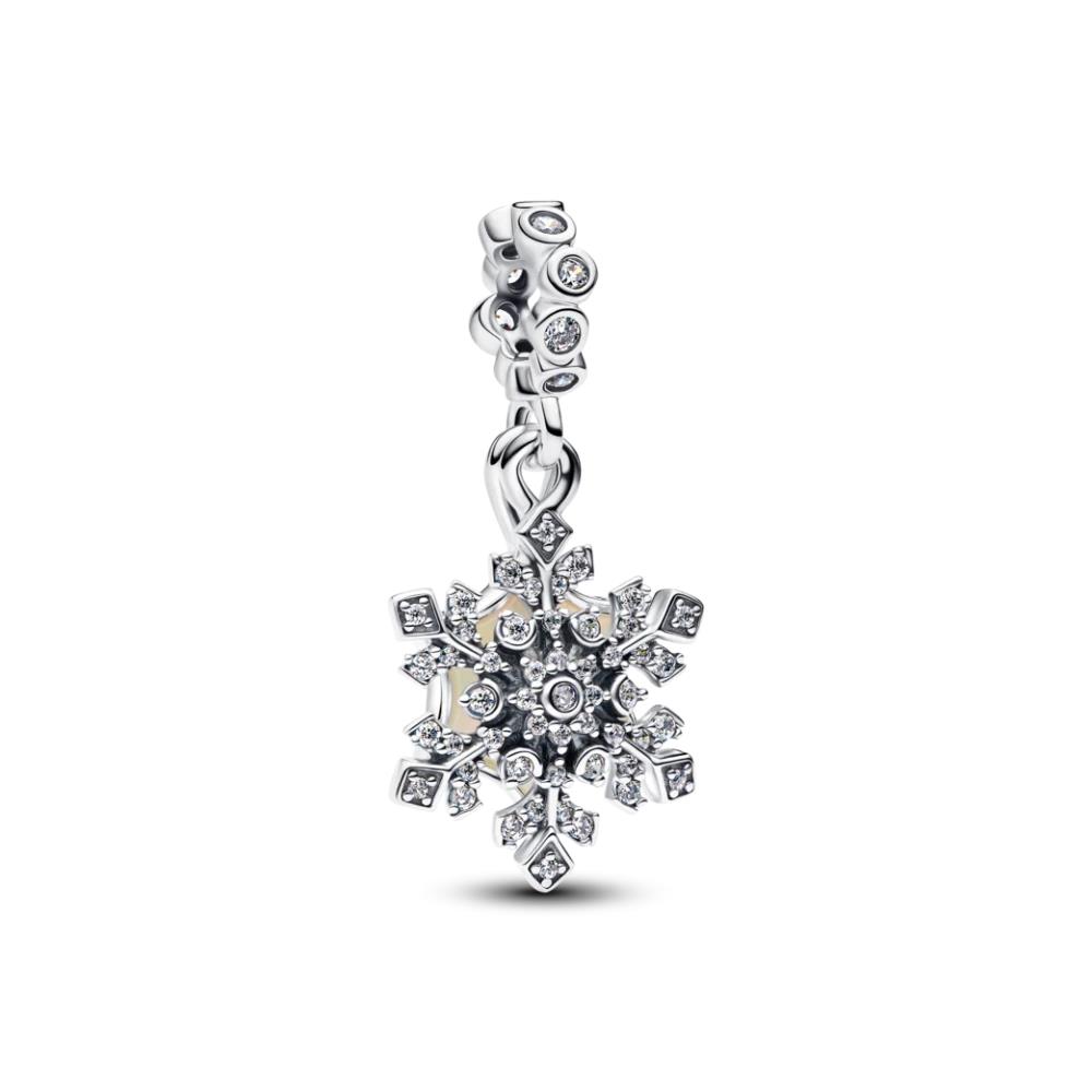 Charm Pandora pendente doppio Fiocco di neve opalescente