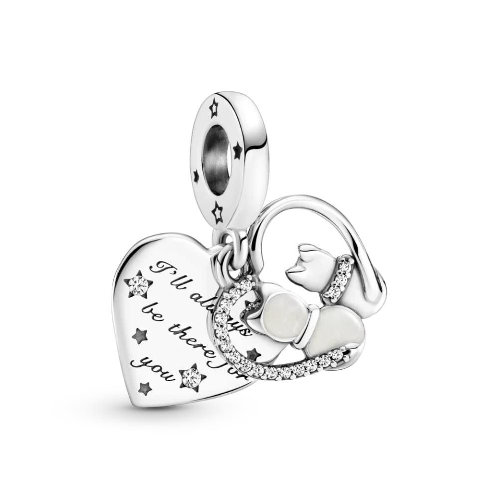Charm Pandora Pendente Gatti e Cuori