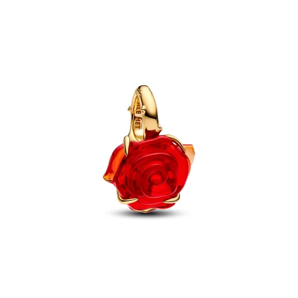 Charm Pandora x Disney, La Bella e la Bestia, Rosa Incantata Vetro di Murano