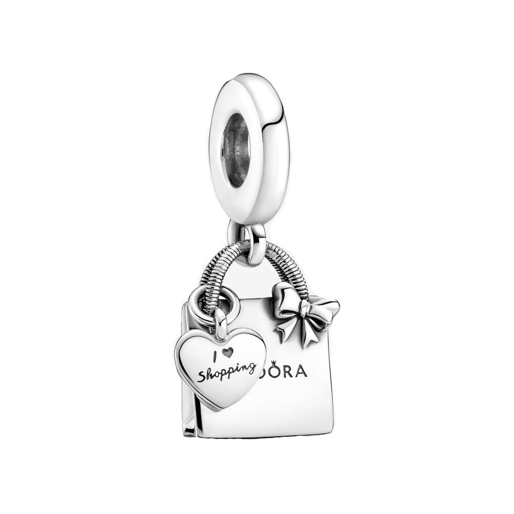 Charm Pendente Shopping Bag In Argento