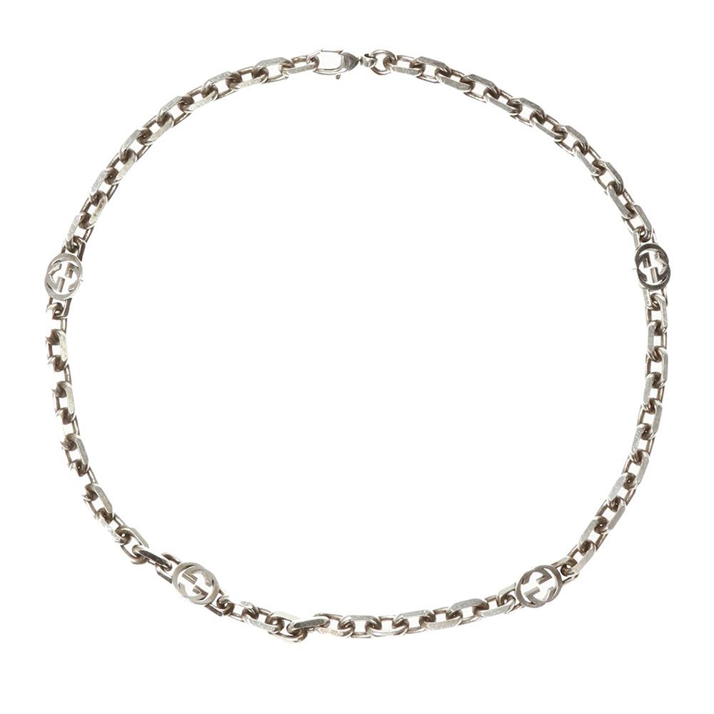 Choker Gucci Interlocking G Argento 42cm