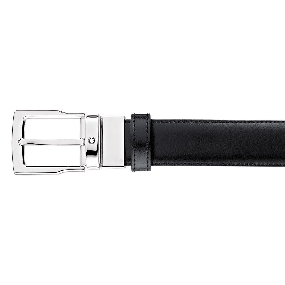 Cintura Montblanc con fibbia ad ardiglione finitura palladio lucido