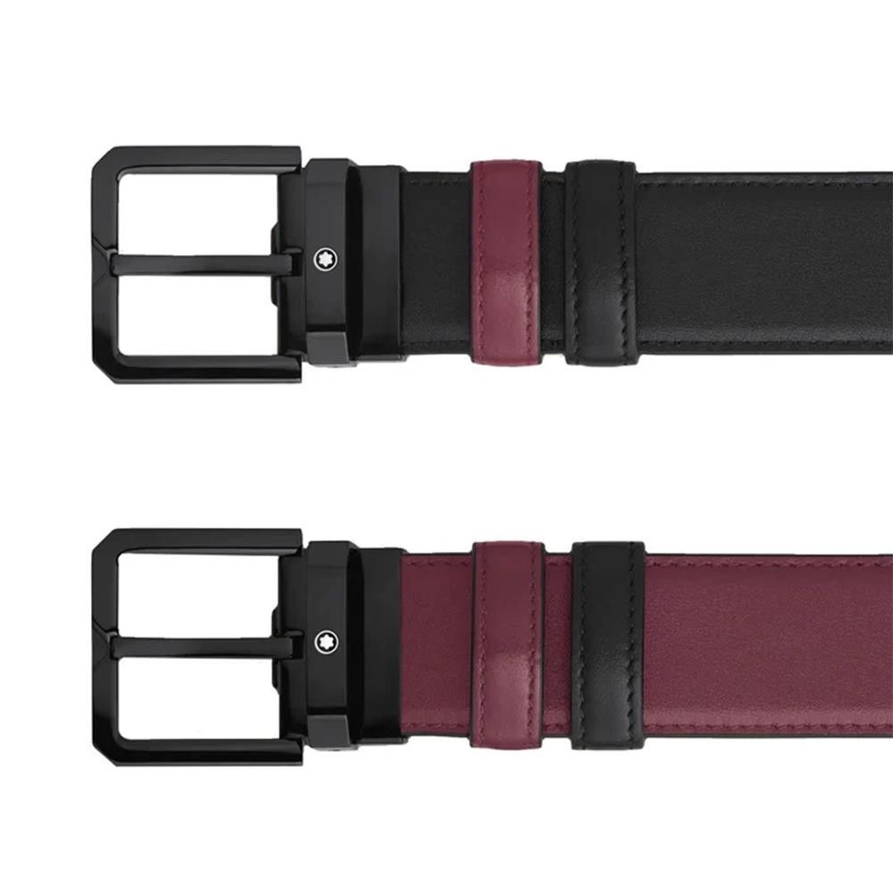 Cintura Montblanc reversibile 35 mm pelle nera/cassis
