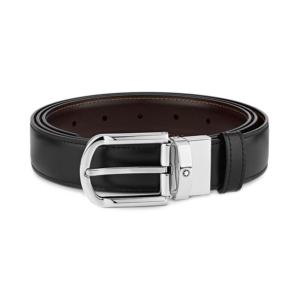 Cintura Montblanc reversibile in pelle nera/marrone 30 mm