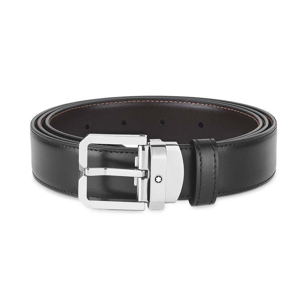 Cintura Montblanc reversibile in pelle nera/marrone 30 mm