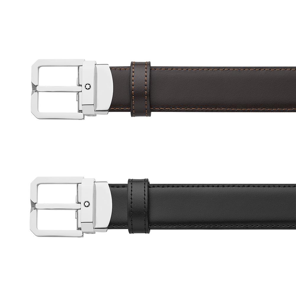 Cintura Montblanc reversibile in pelle nera/marrone 30 mm