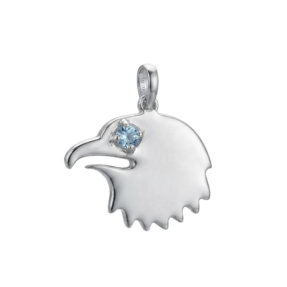 Ciondolo Aquila Lazio in Oro Bianco 18 Kt e Zaffiro Azzurro