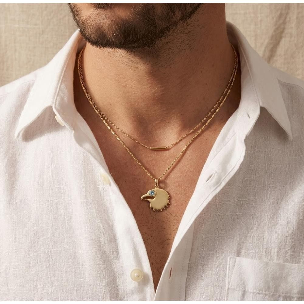 Ciondolo Aquila Lazio In Oro Giallo 18 Kt e Acquamarina