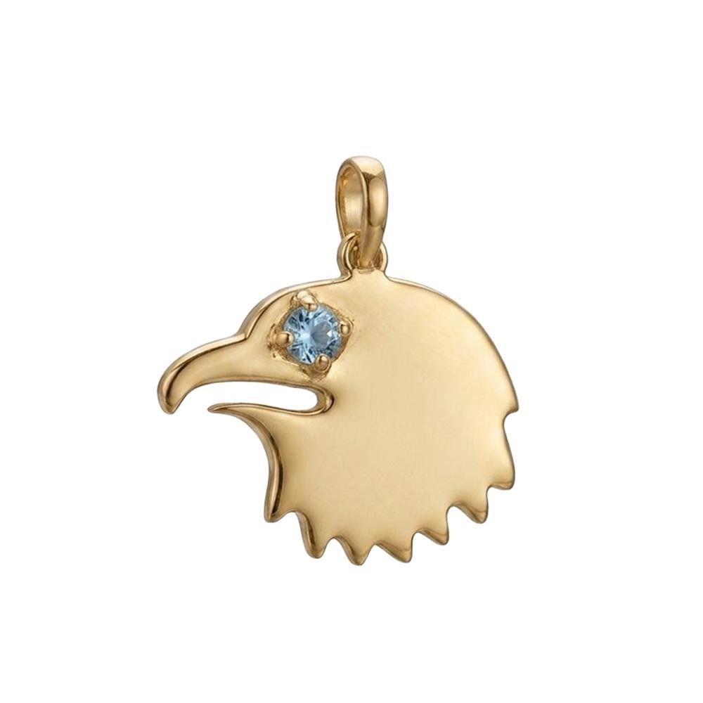 Ciondolo Aquila Lazio In Oro Giallo 18 Kt e Acquamarina