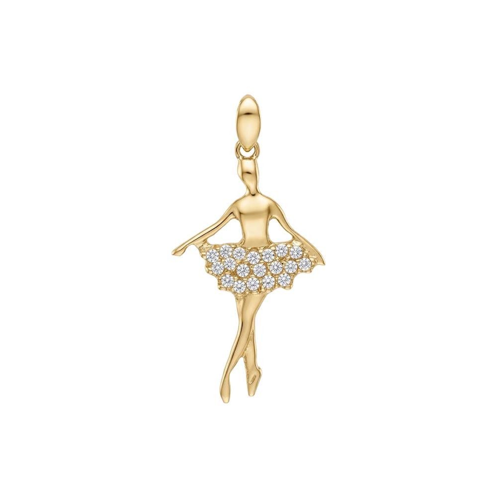 Ciondolo Ballerina in Oro Giallo 18 Kt e Cubic Bianca