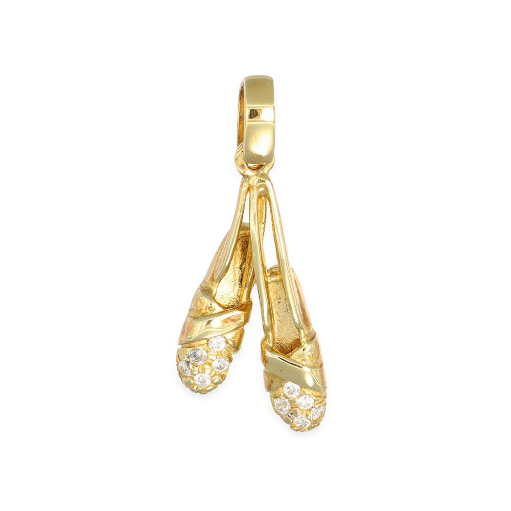 Ciondolo Ballerine in Oro Giallo 18 Kt e Cubic