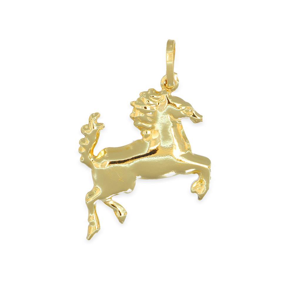Ciondolo Cavallo Bombato in Oro Giallo 18 Kt