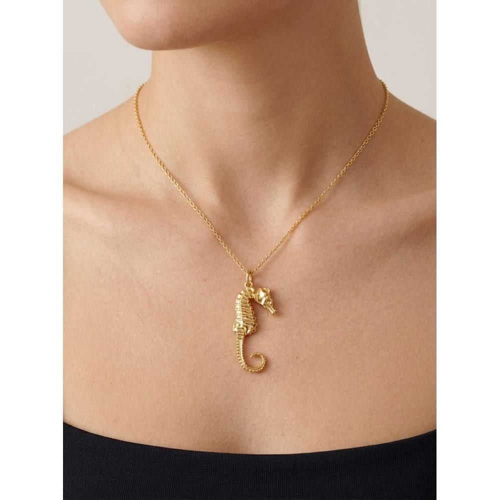 Ciondolo Cavalluccio Marino Grande In Oro Giallo 18 Kt