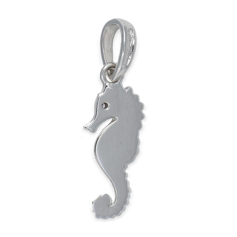 Ciondolo Cavalluccio Marino in Oro Bianco 18 Kt e Cubic Zirconia