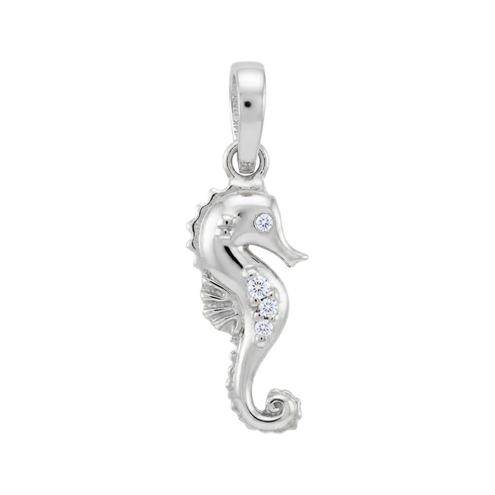 Ciondolo Cavalluccio Marino in Oro Bianco 18 Kt e Cubic