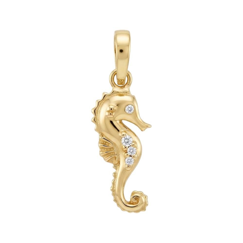Ciondolo Cavalluccio Marino in Oro Giallo 18 Kt e Cubic