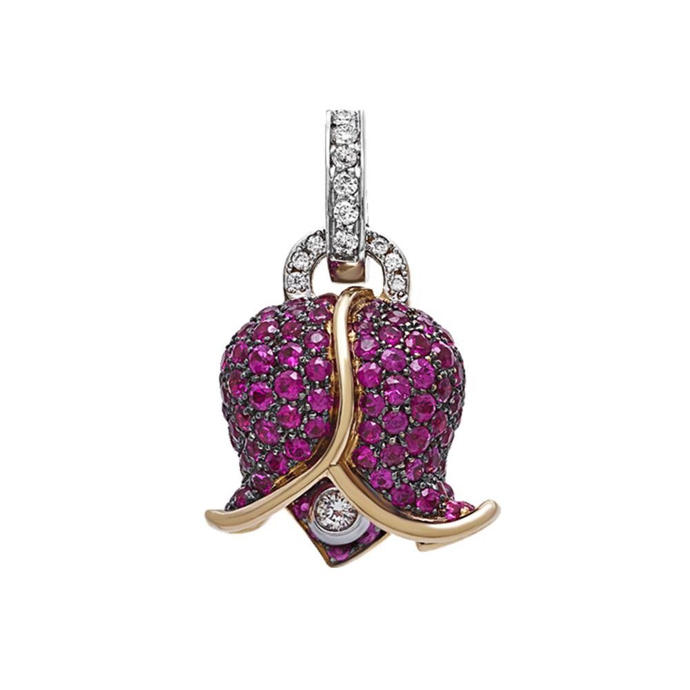 Ciondolo Chantecler Campanella Oro KT 18 Zaffiri Rosa Media