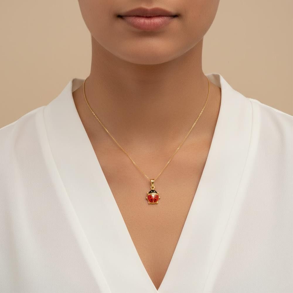 Ciondolo Coccinella in Oro Giallo 18 Kt