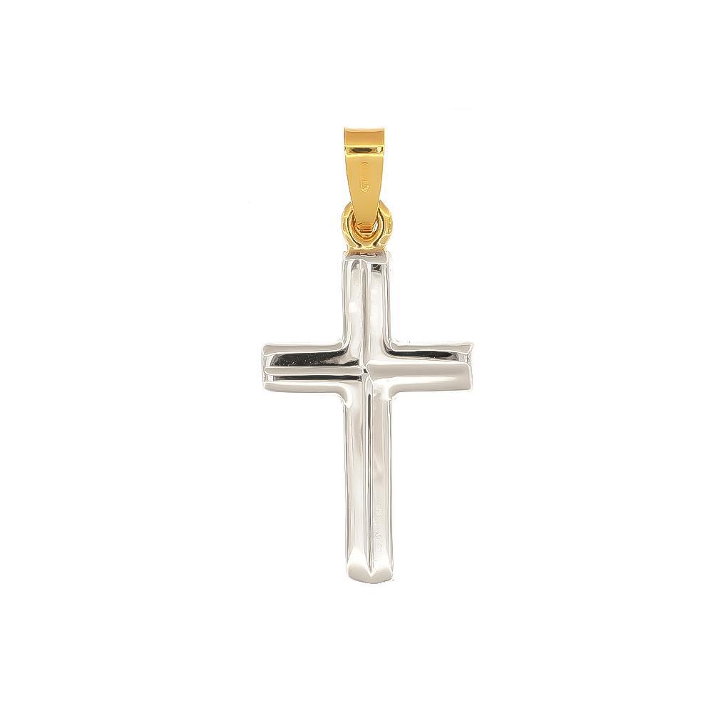 Ciondolo Croce in Oro Giallo e Bianco 18 Kt