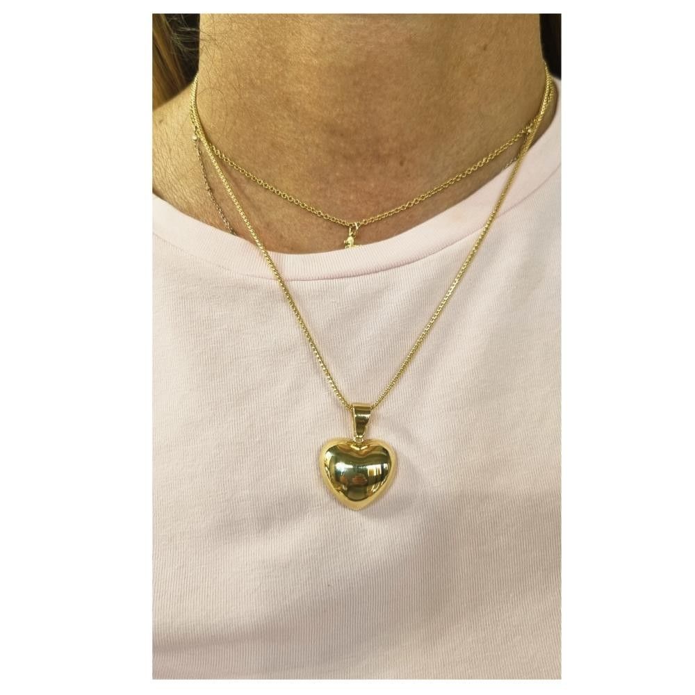 Ciondolo Cuore Bombato in Oro Giallo 18 Kt