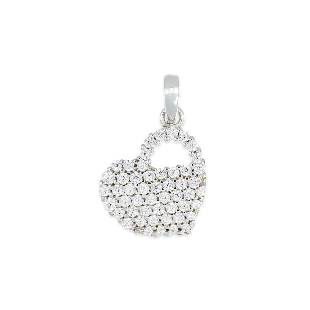 Ciondolo Cuore in Oro Bianco 18 Kt e Cubic Bianca