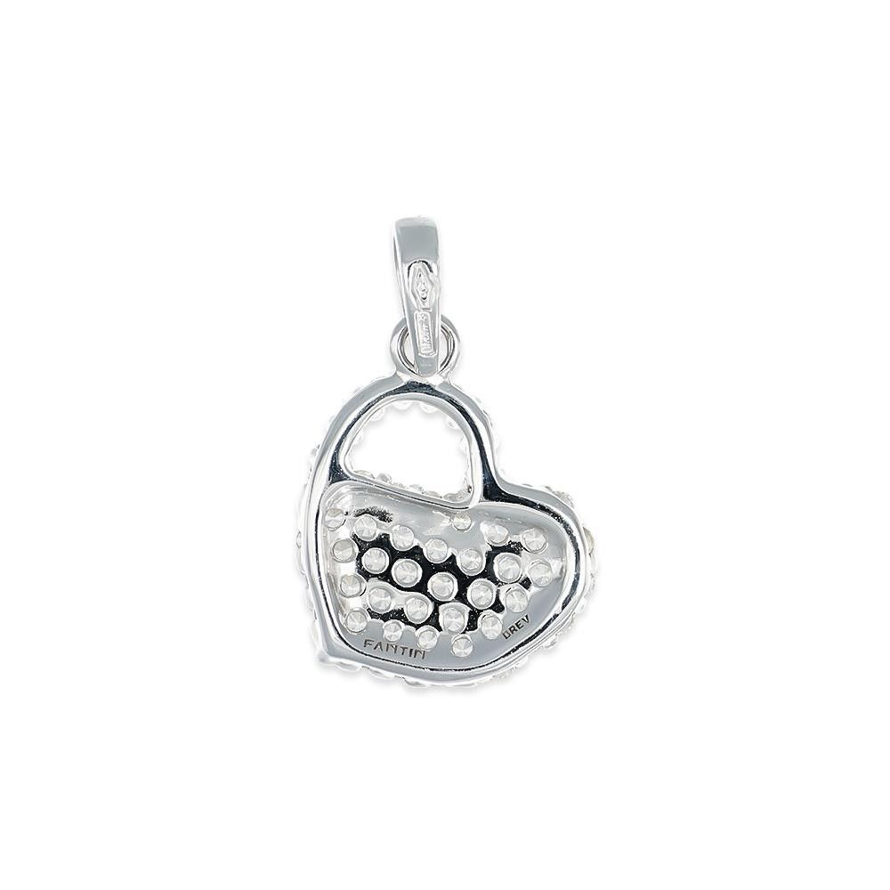 Ciondolo Cuore in Oro Bianco 18 Kt e Cubic Bianca