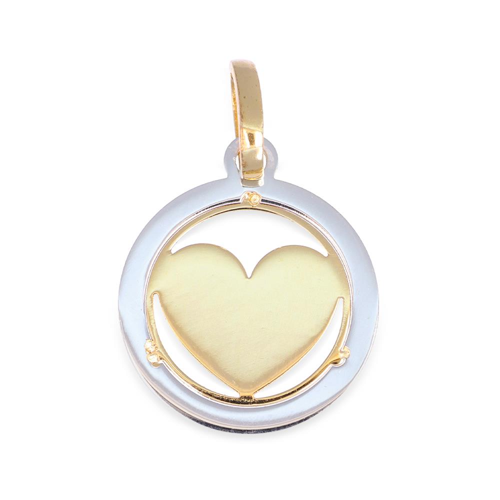 Ciondolo Cuore in Oro Bianco e Giallo 18 Kt