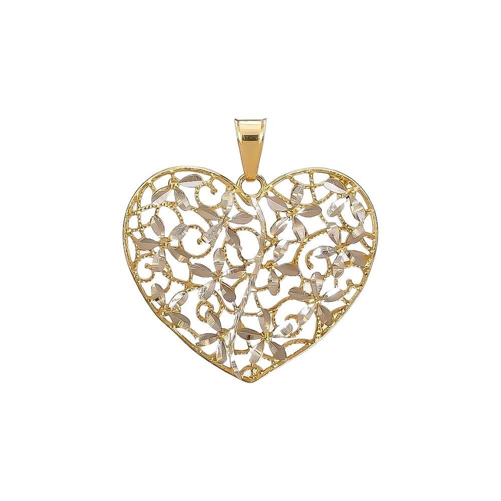 Ciondolo Cuore in Oro Giallo e Bianco 18 Kt