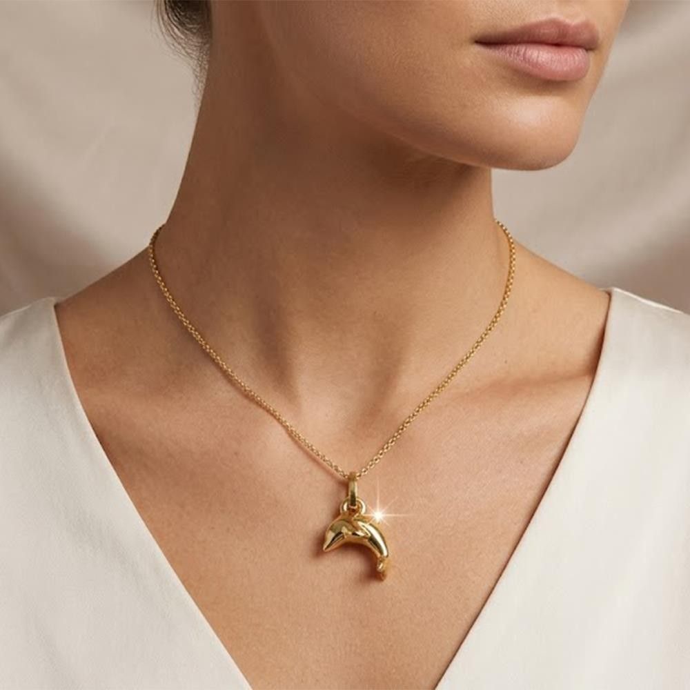 Ciondolo Delfino in Oro Giallo 18 Kt