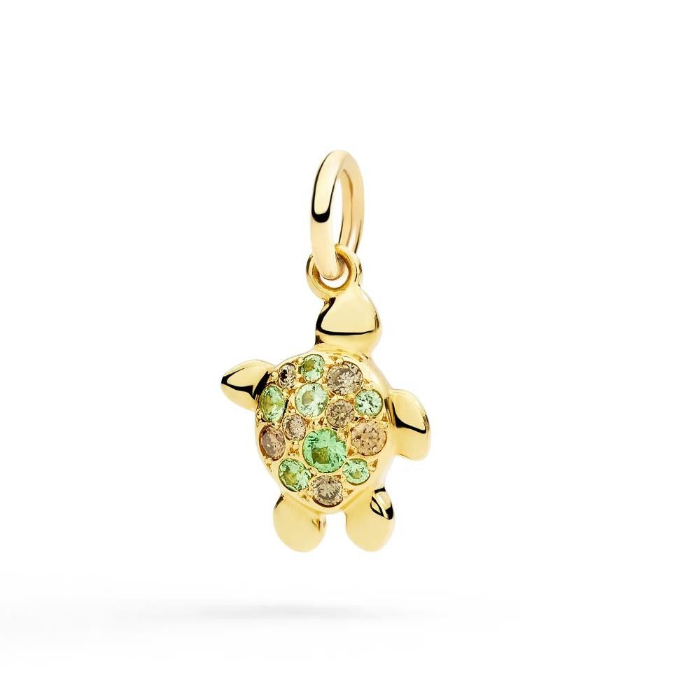 Ciondolo Dodo Tartaruga Oro Giallo, Tsavoriti & Diamanti