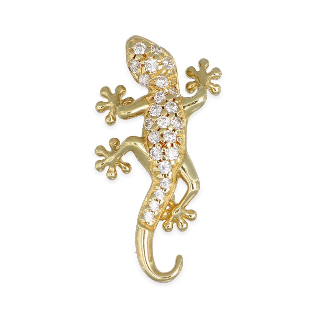 Ciondolo Geco in Oro Giallo 18 Kt e Cubic Zirconia