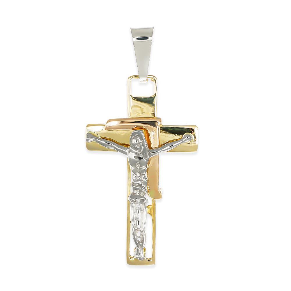 Ciondolo Gesù in Oro Giallo e Bianco 18 Kt