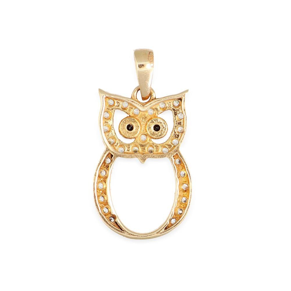Ciondolo Gufo in Oro Rosa 18 Kt e Cubic Bianca