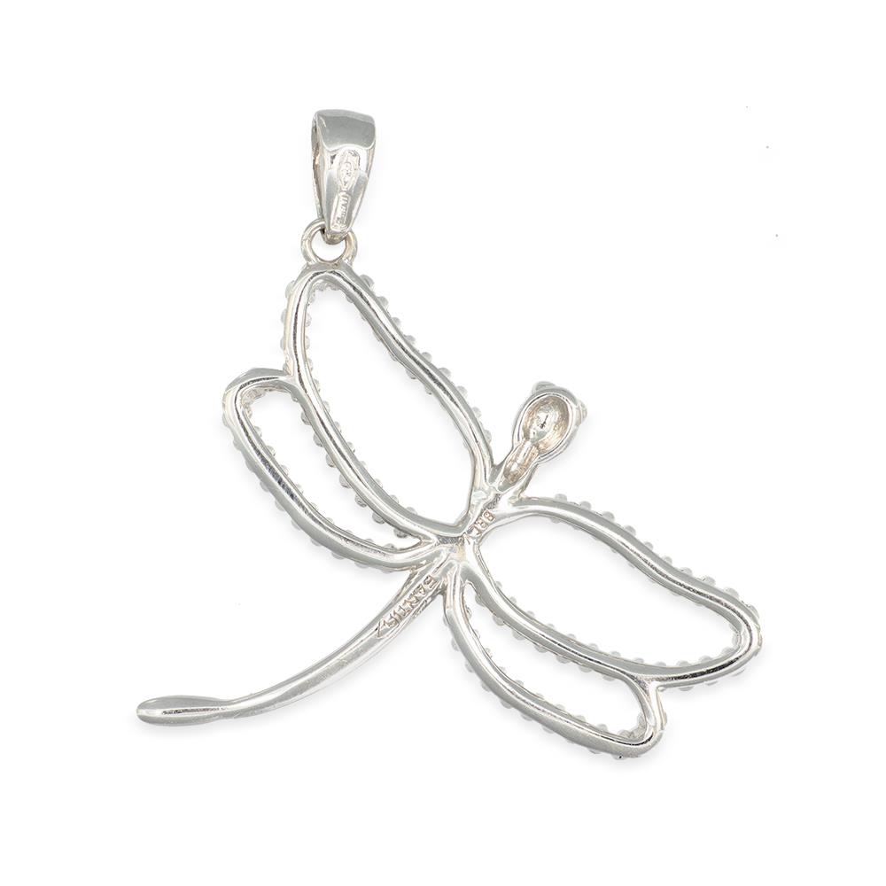 Ciondolo Libellula in Oro Bianco 18 Kt e Cubic