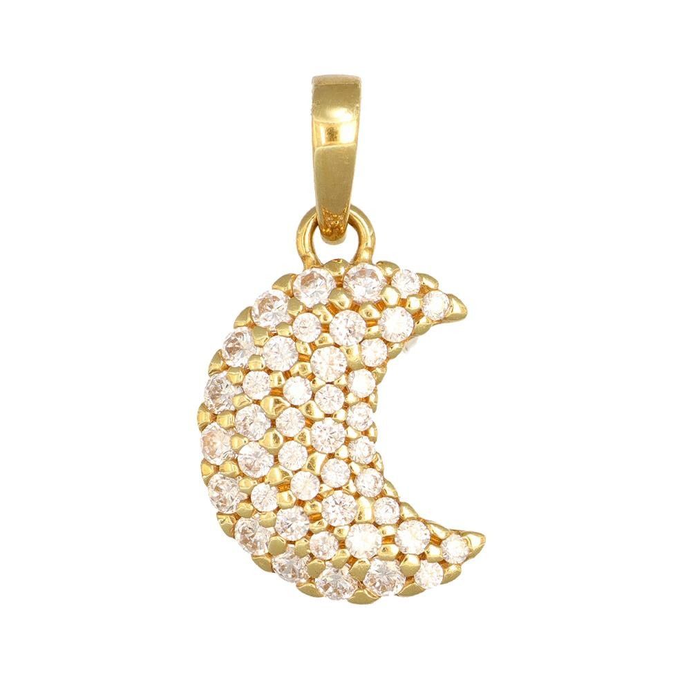 Ciondolo Luna Oro Giallo 18 Kt e Cubic Zirconia