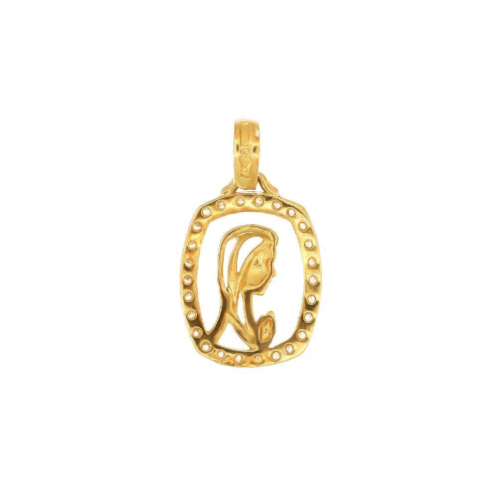 Ciondolo Madonna in Oro Giallo 18 Kt e Cubic Bianca